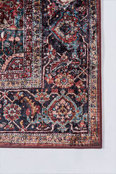 Karachi KAR-4 Burgundy Printed Area Rug with Non-Slip Backing – 100% Polyester Indoor Rug